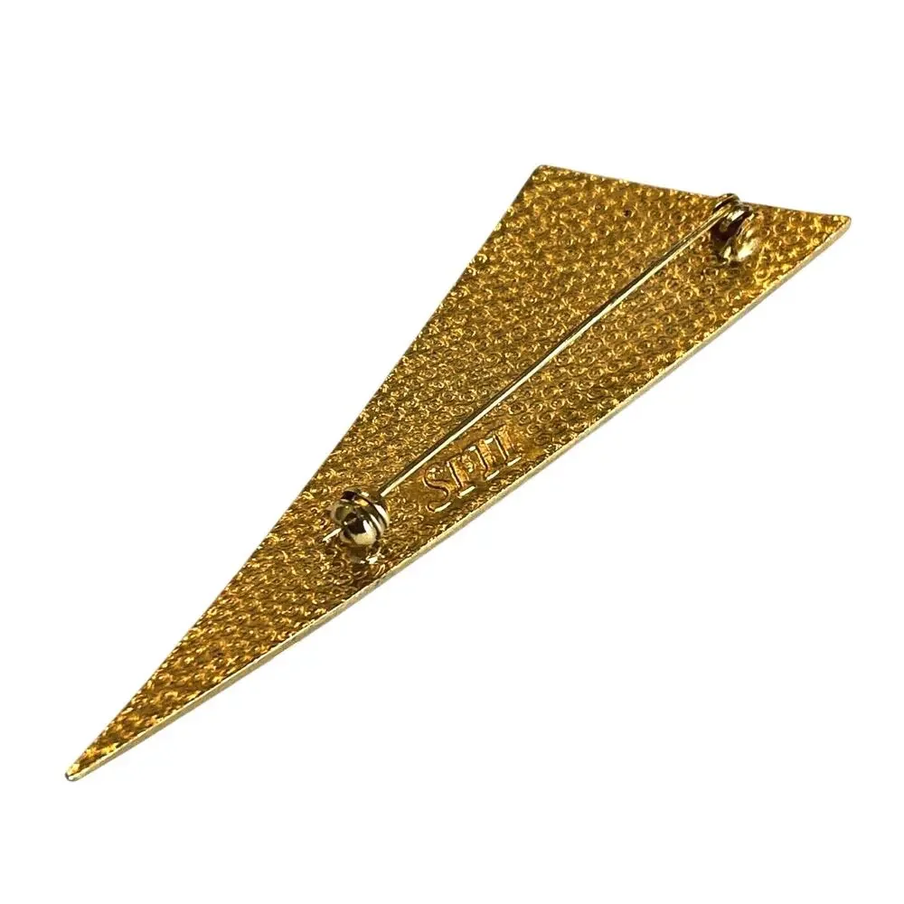 Vintage Siti Jewelry Brooch Mod Geometric Enamel On Goldtone Pin Triangle Shape